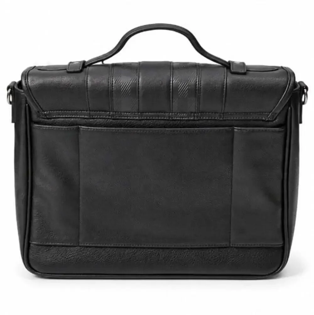 Ted Baker London Black House Check Messenger Bag Briefcase Satchel Buckle NWT